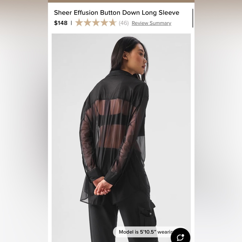 ALO Sheer Effusion Button Down Long Sleeve